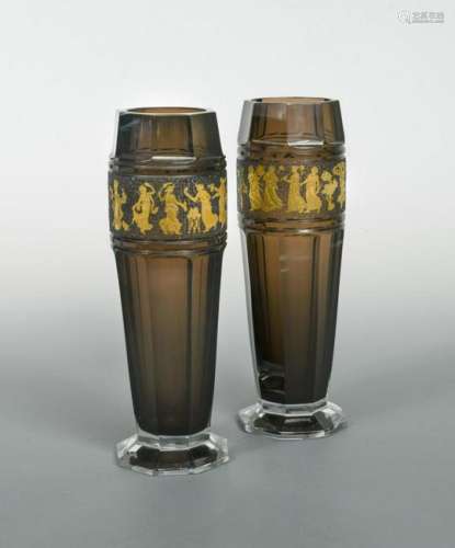 A pair of Moser glass vases,
