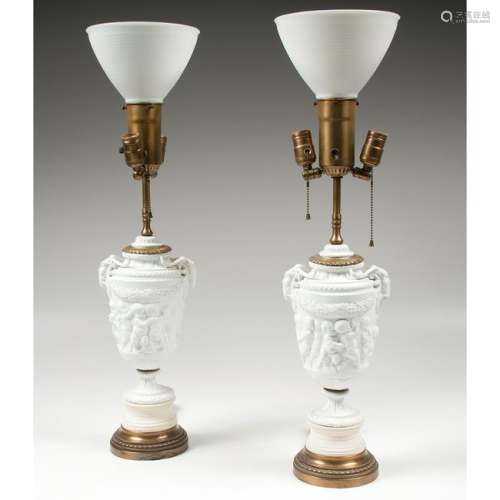 Pair Parian Ware Lamps