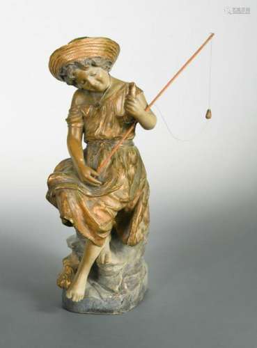 A Goldscheider terracotta model of a young girl