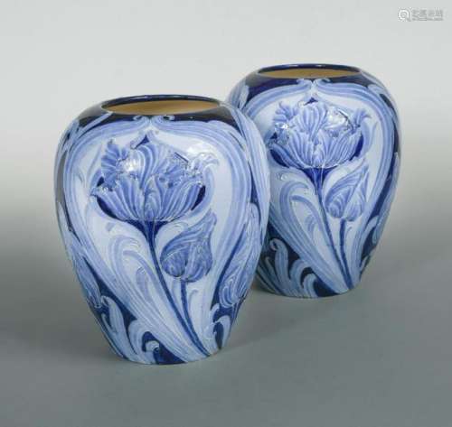 A large pair of early Moorcroft Florian Ware Tulip