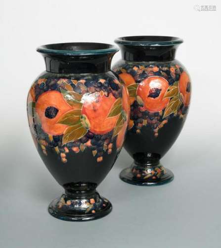 A particularly large pair of Moorcroft Pomegranate