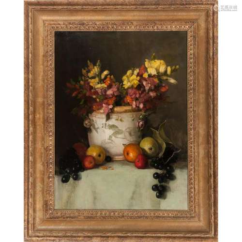Still Life with Fruit and Flowers, Signed Blass, Oil on