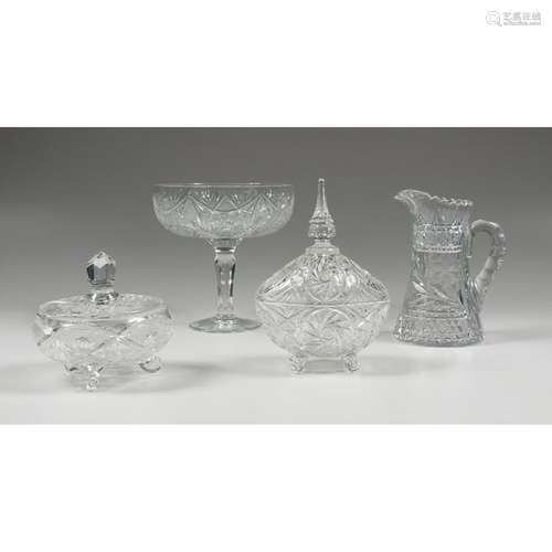 Cut Glass Covered Dishes and Pitcher, Plus