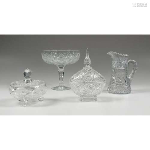 Cut Glass Covered Dishes and Pitcher, Plus