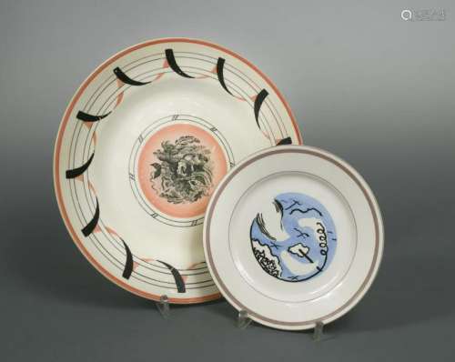 Two Clarice Cliff plates designed by Graham Sutherland,