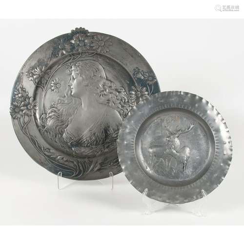 Art Nouveau Pewter Charger, Plus