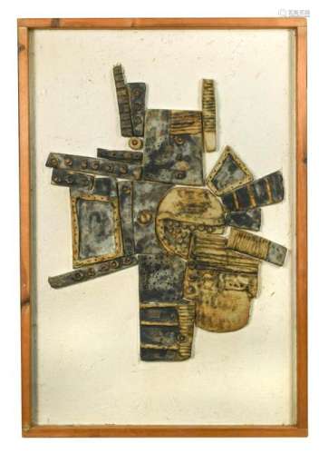 A 20th century Studio Pottery abstract relief panel,