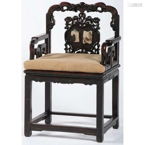 Chinese Carved Hardwood Armchair