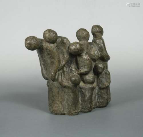 A contemporary bronzed and composition family group,
