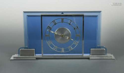 Garrard Le Coultre, an Art Deco chrome and blue glass