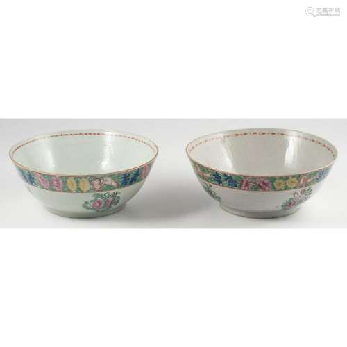 Chinese Export Famille Rose Punch Bowls