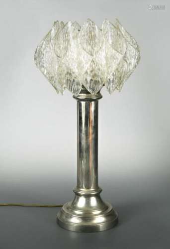 A reproduction silver plated pillar lamp,