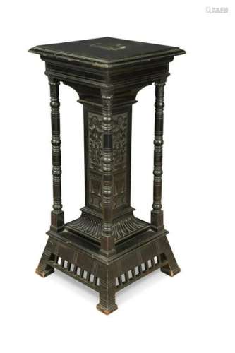 An Aesthetic period ebonsed pedestal column in the