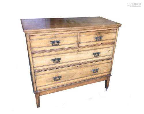 A late 19th century ash chest of drawers by Lamb of