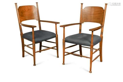 William Birch, a set of six oak dining chairs,
