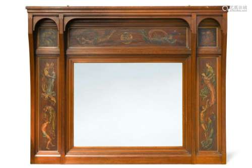 An Arts & Crafts mahogany overmantle mirror by Philip