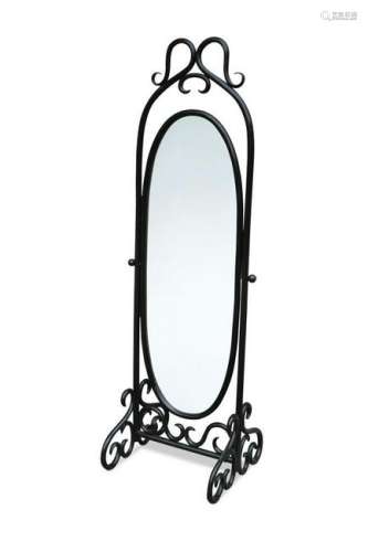 An early 20th century bentwood cheval mirror by J & J