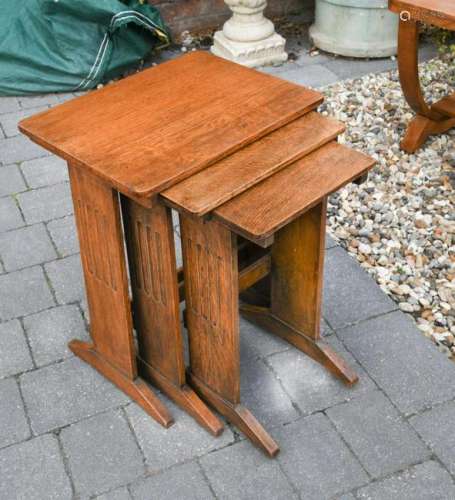 An Art Deco nest of oak tables,