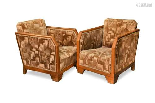A pair of Art Deco club armchairs,