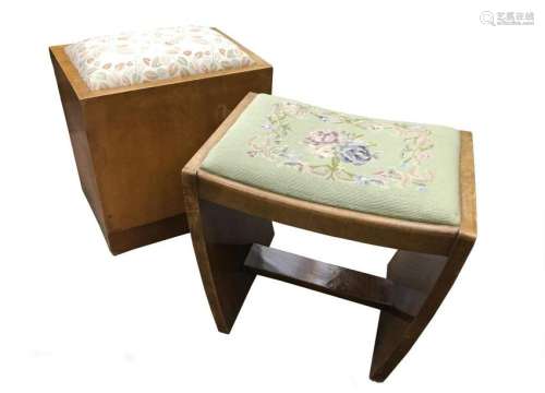 An Art Deco walnut stool,