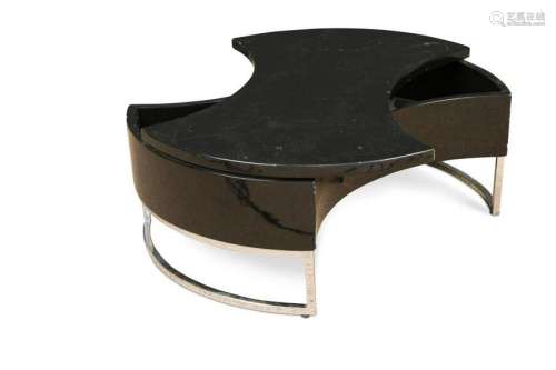 A modernist black lacquer coffee table,