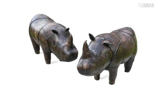 A leather Rhino footstool,