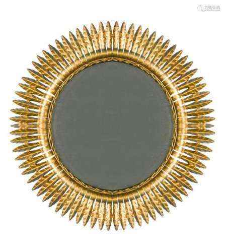 A large Mid-Century gilt-metal sunburst mirror,