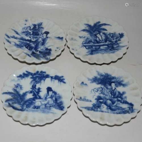 4 Pics Antique Chinese Blue and White Plate