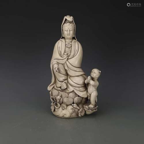 Antique Chinese Dehua Porcelain Guanyin Statue