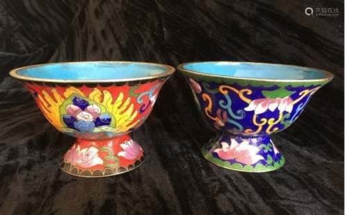 Two Antique Chinese Cloisonne Bowl
