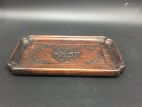 Antique Chinese Hardwood Varved Tray