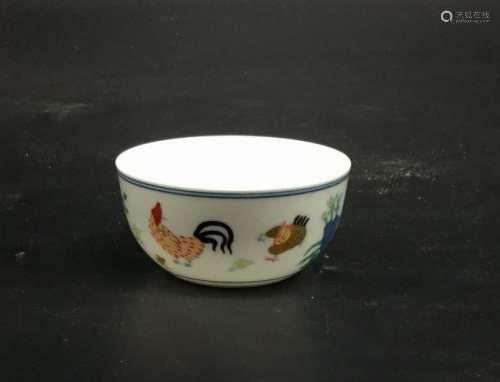 Antique Chinese Doucai Chicken Bowl