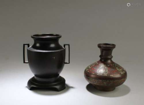 A Group of Two Chinese Bronze Vases