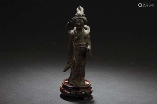 Antique Chinese Bronze Deity Statue