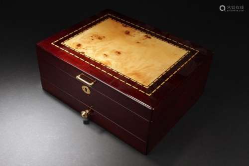 A Lacquered Wooden Jewelry Multi-Purpose Box