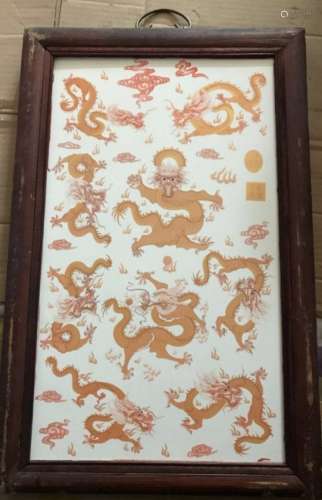 Antique Chinese Copper Red Porcelain Plaque