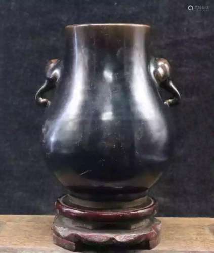 Antique Chinese Black Glazed Zun Vase