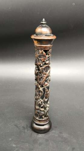 Chinese Huangyang Wood Carved Intense Bottle