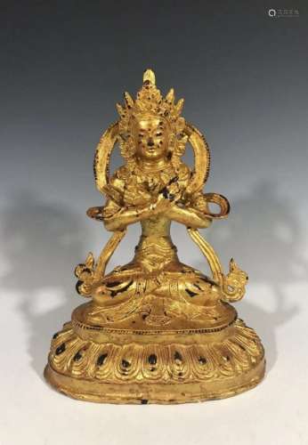 Qing Dynasty Gilt Gold Buddha Statue