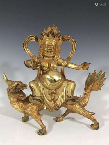 Qing Dynasty Gilt Gold Buddha Statue