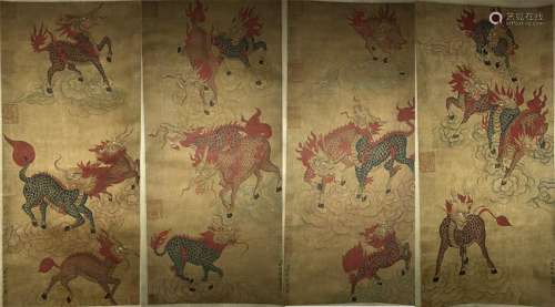 A Group of Four Chinese Hanging Scroll Painting