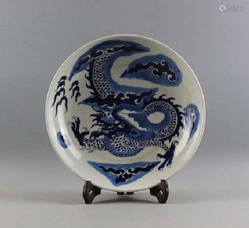 Antique Chinese Blue and White Plate