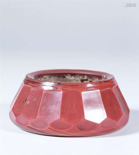 A CHINESE RED GLASS WATERPOT