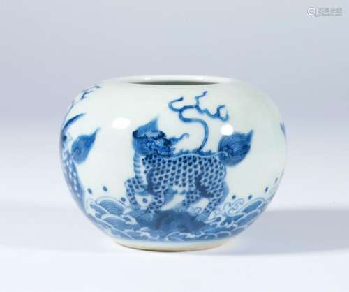 A CHINESE FINE AND SMALL BLUE AND WHITE WATERPOT