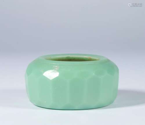 A CHINESE GREEN GLASS WATERPOT