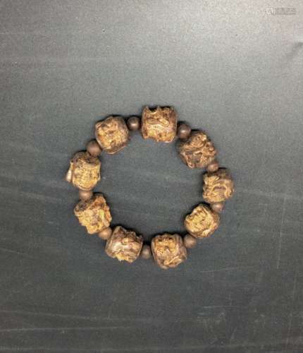 Chinese Carved Agarwood Bracelet