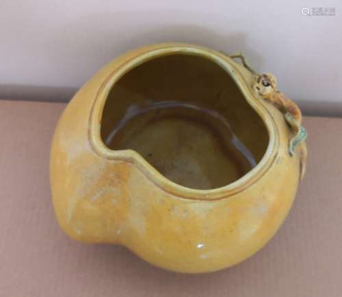 Antique Chinese Yellow-Glazed Washer