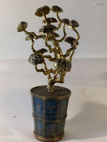 Chinese Gilt Bronze/Cloisonne Ruyi Flower Decoration