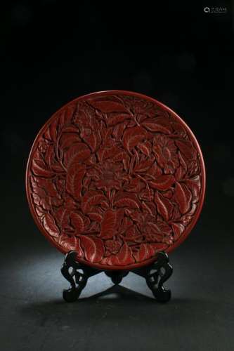 Chinese Cinnabar Lacquer Round Plate