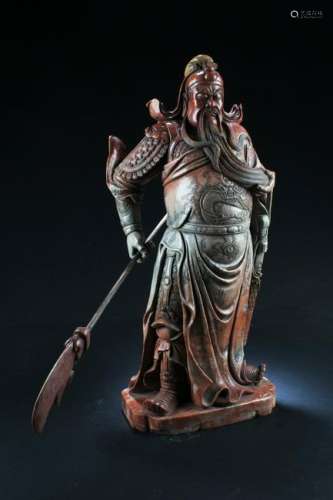 Chinese Shoushan Stone Guanyu Statue